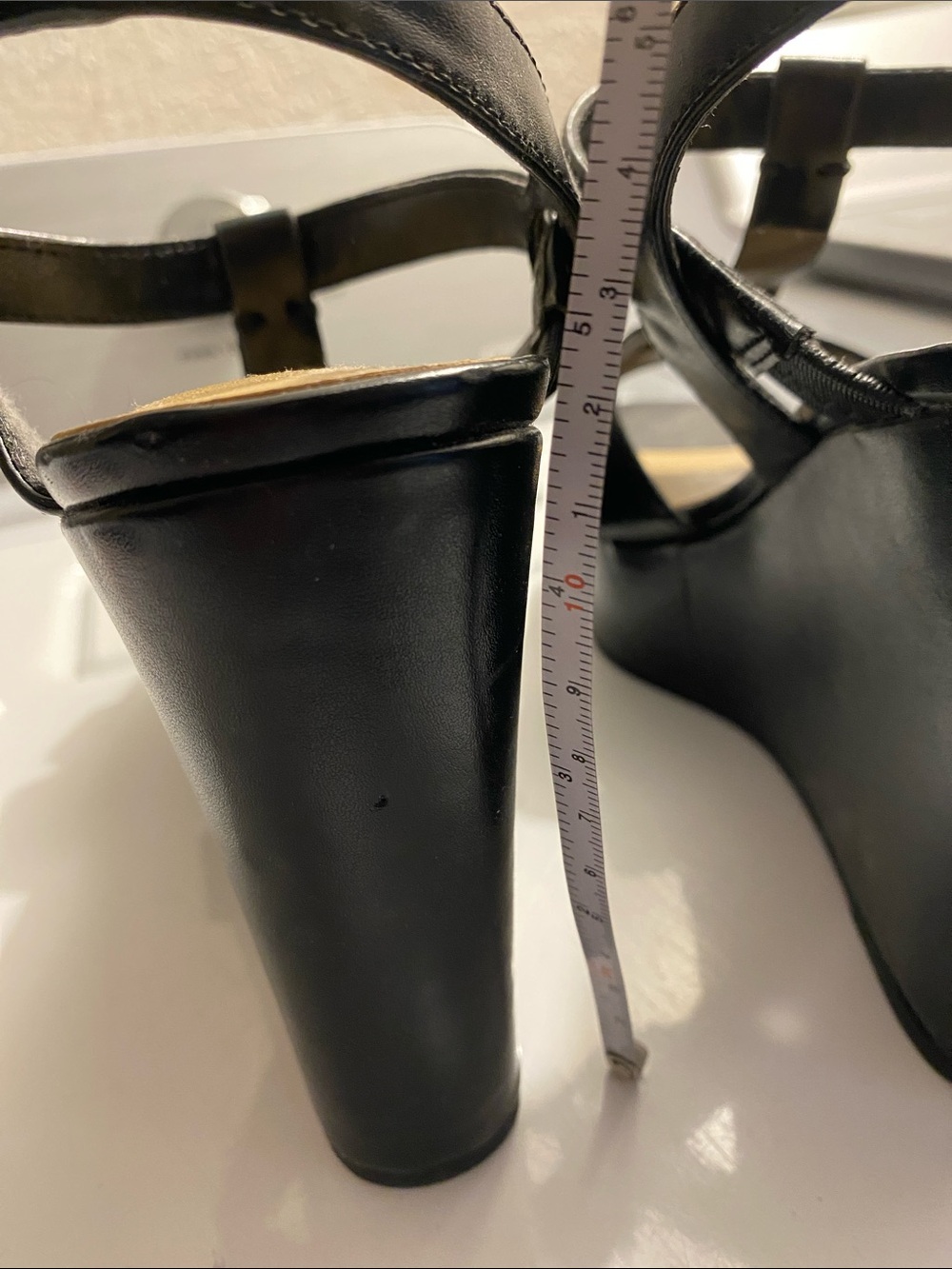 Nine West Black Strappy T‑Bar Block Heel Sandals - Picture 3 of 4
